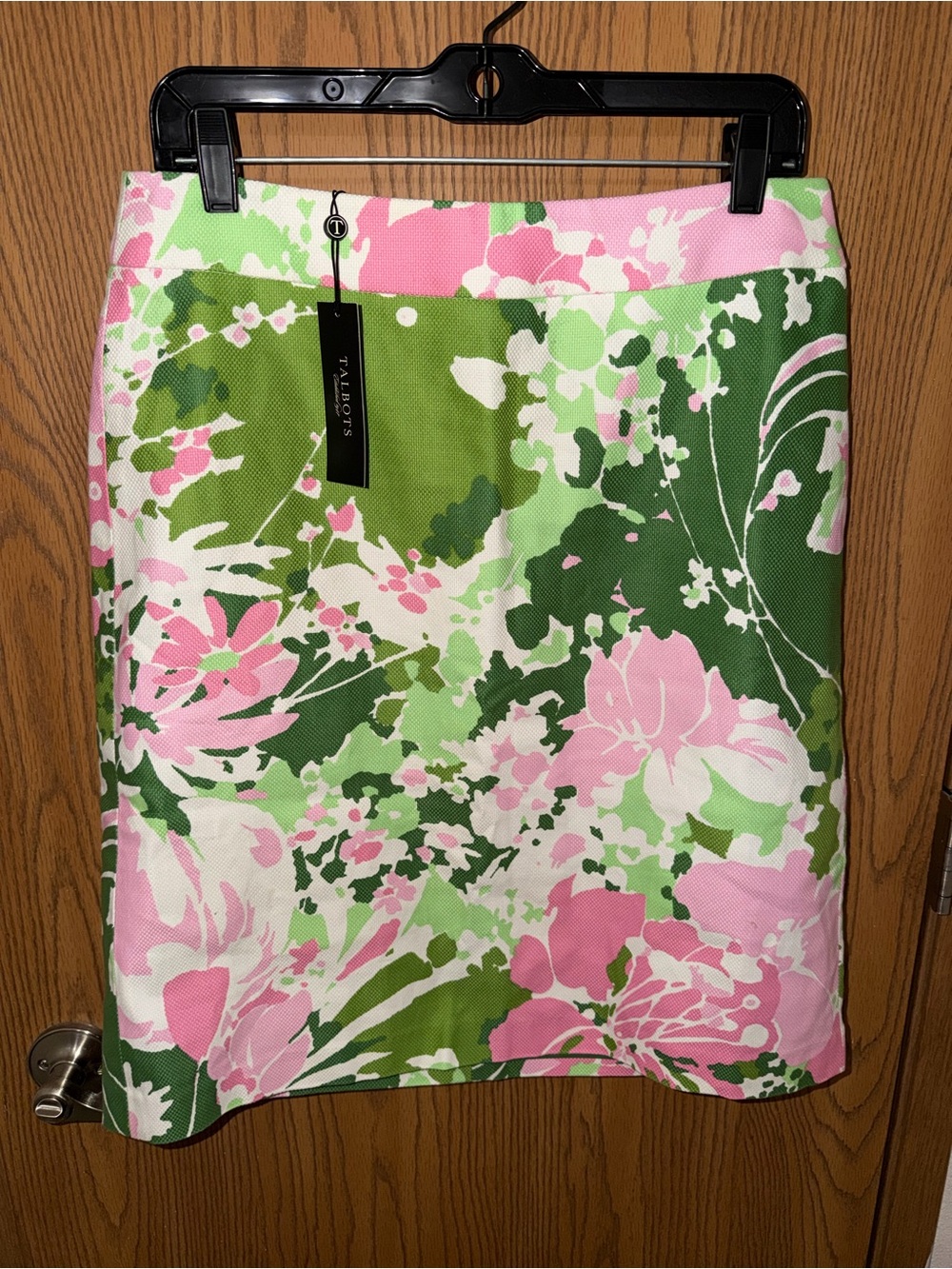 NWT Talbots Pink & Green Floral Pencil Skirt Size 6